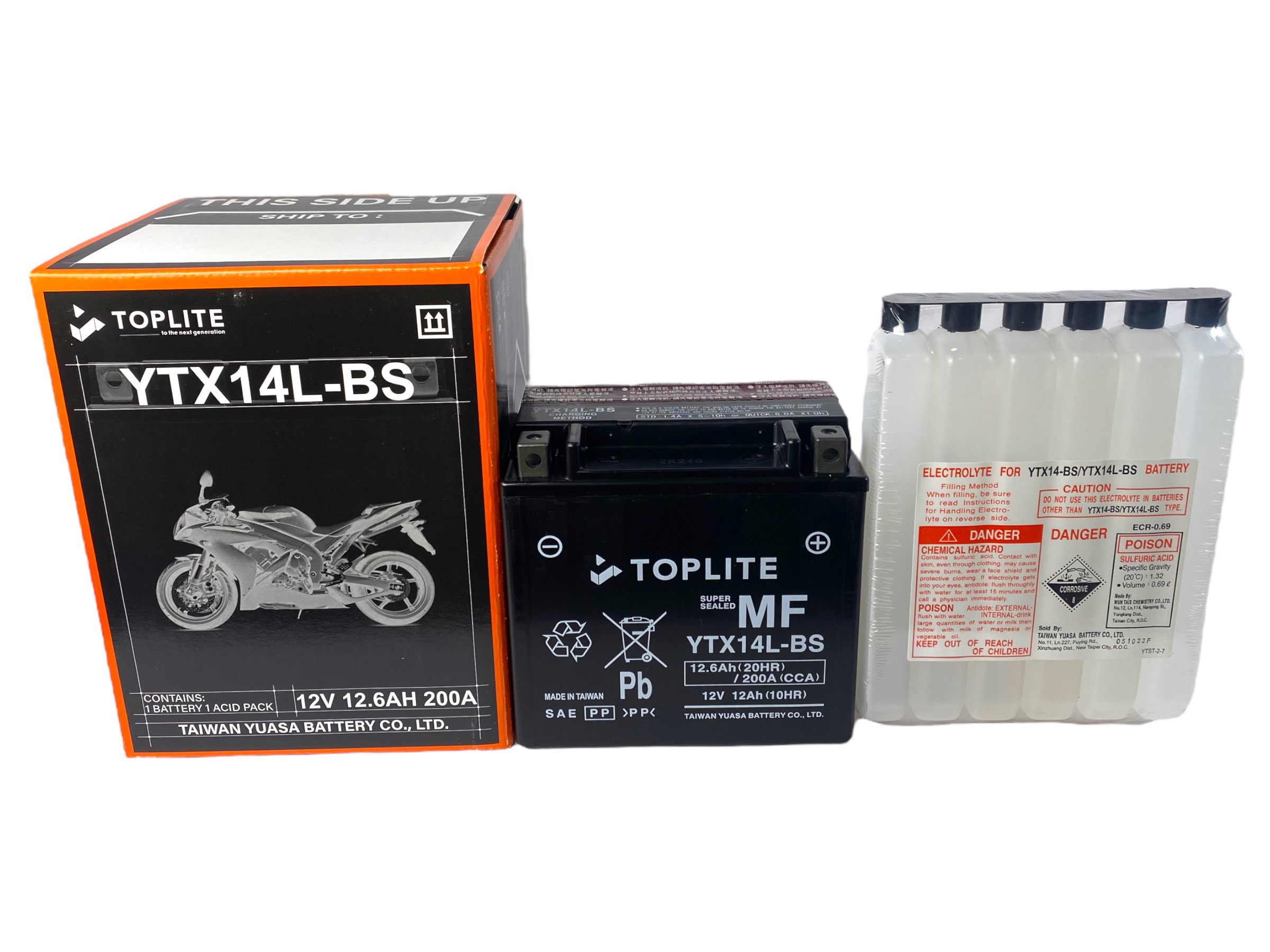 Ắc Quy Moto PKL Toplite YTX14L-BS 12V-12.6Ah (HÀNG NGOẠI NHẬP)